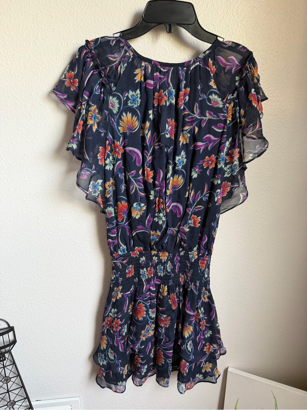 NWT Ramy Brook Averill Floral Print Tiered Mini Dress Smocked Waist Sz S - Picture 10 of 10